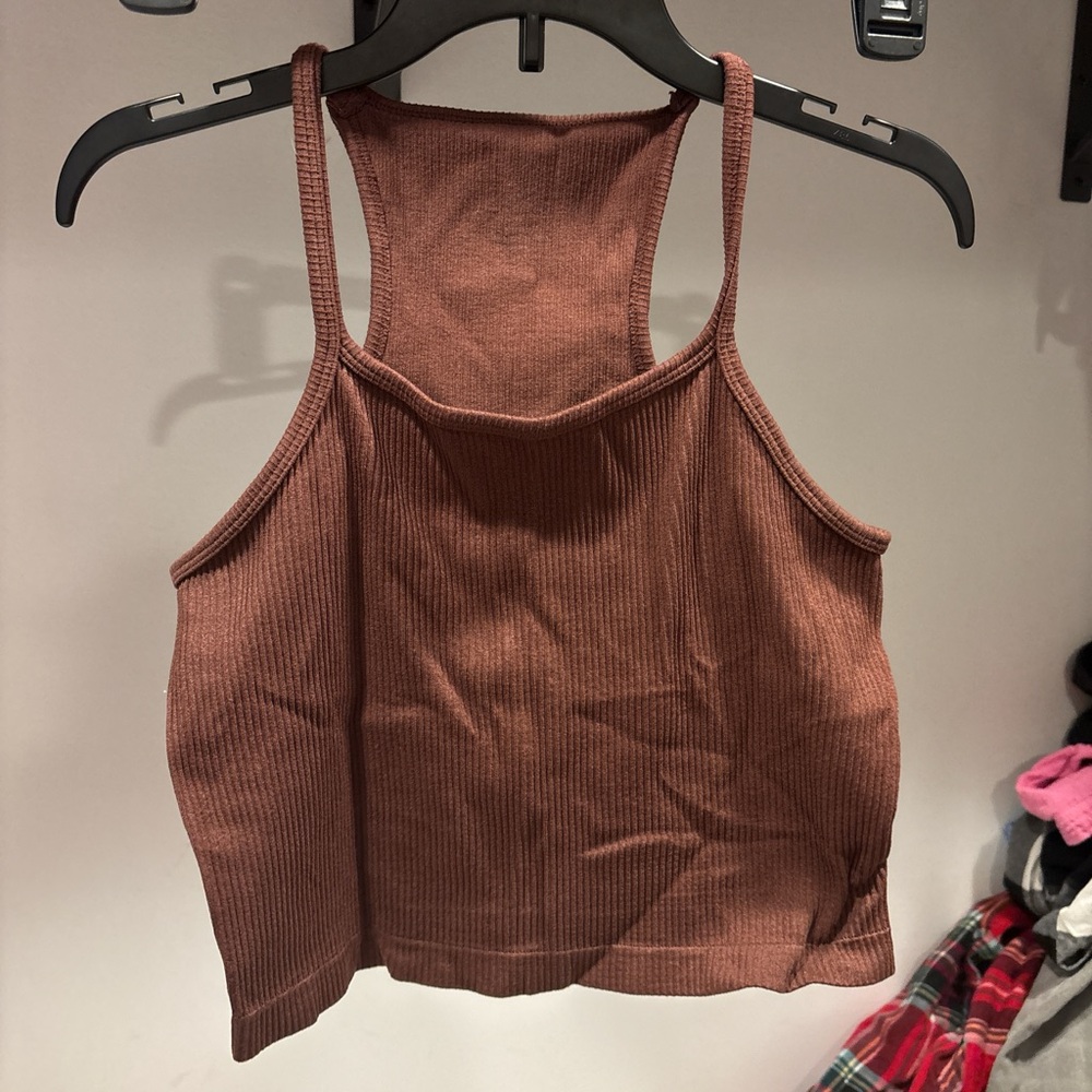Women's Ribbed Tank Top - Brown
